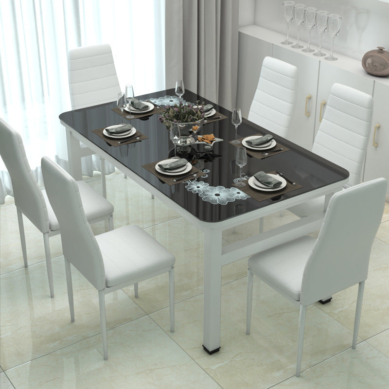 Set of 6 PU Leather Padded Seat Metal Legs Dining Chair White