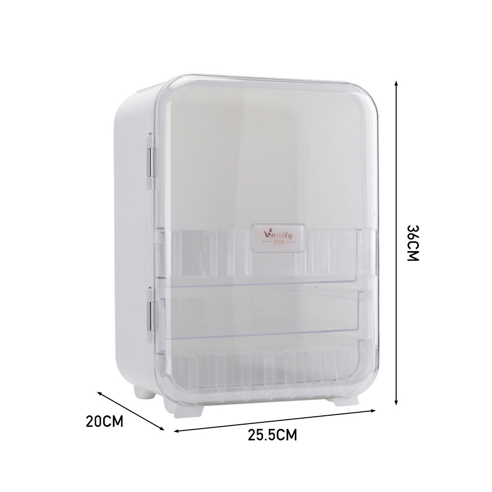 Large Capacity Makeup Cosmetics Organizer with Mirror,White