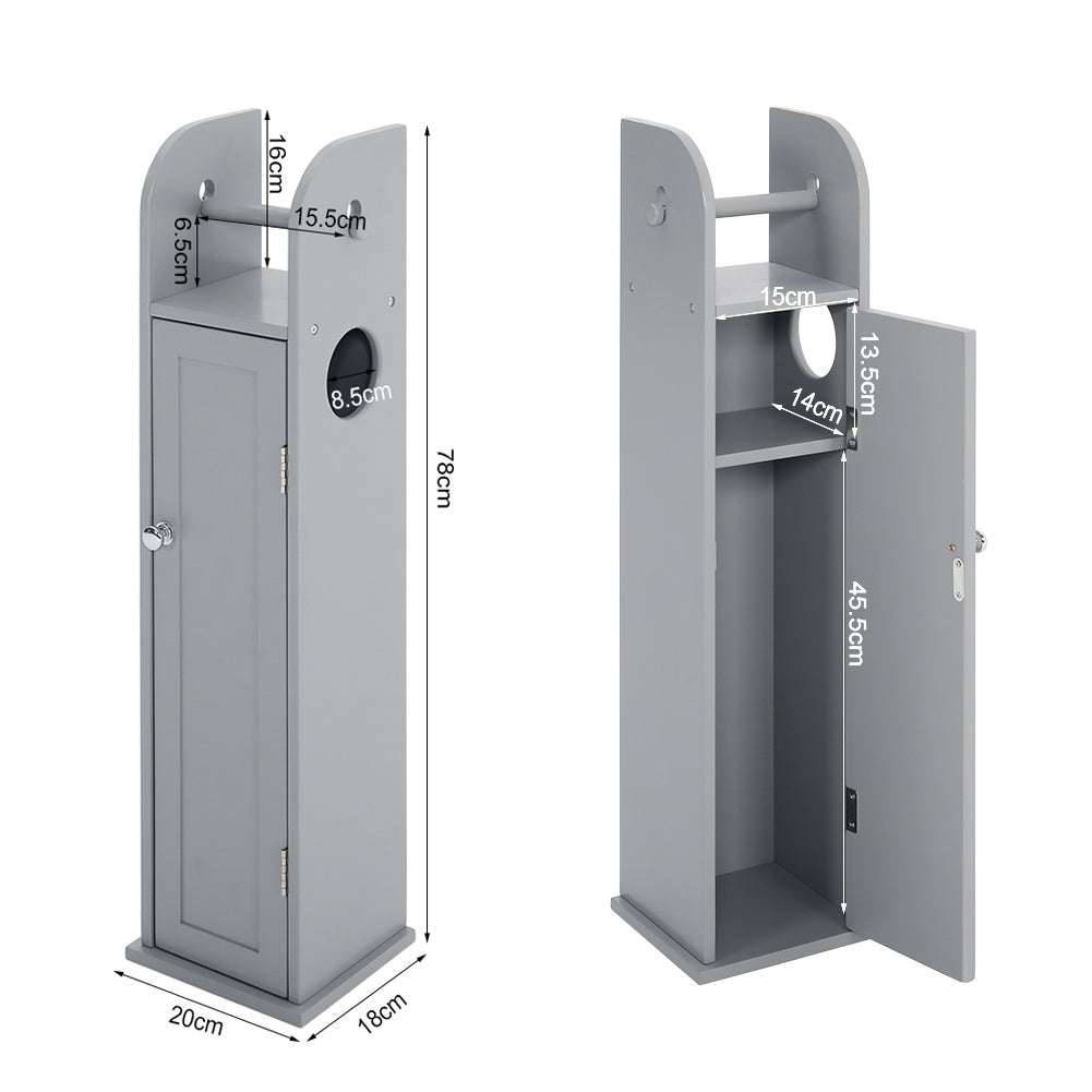 Wooden Free Standing Toilet Tissue Roll Holder, Grey