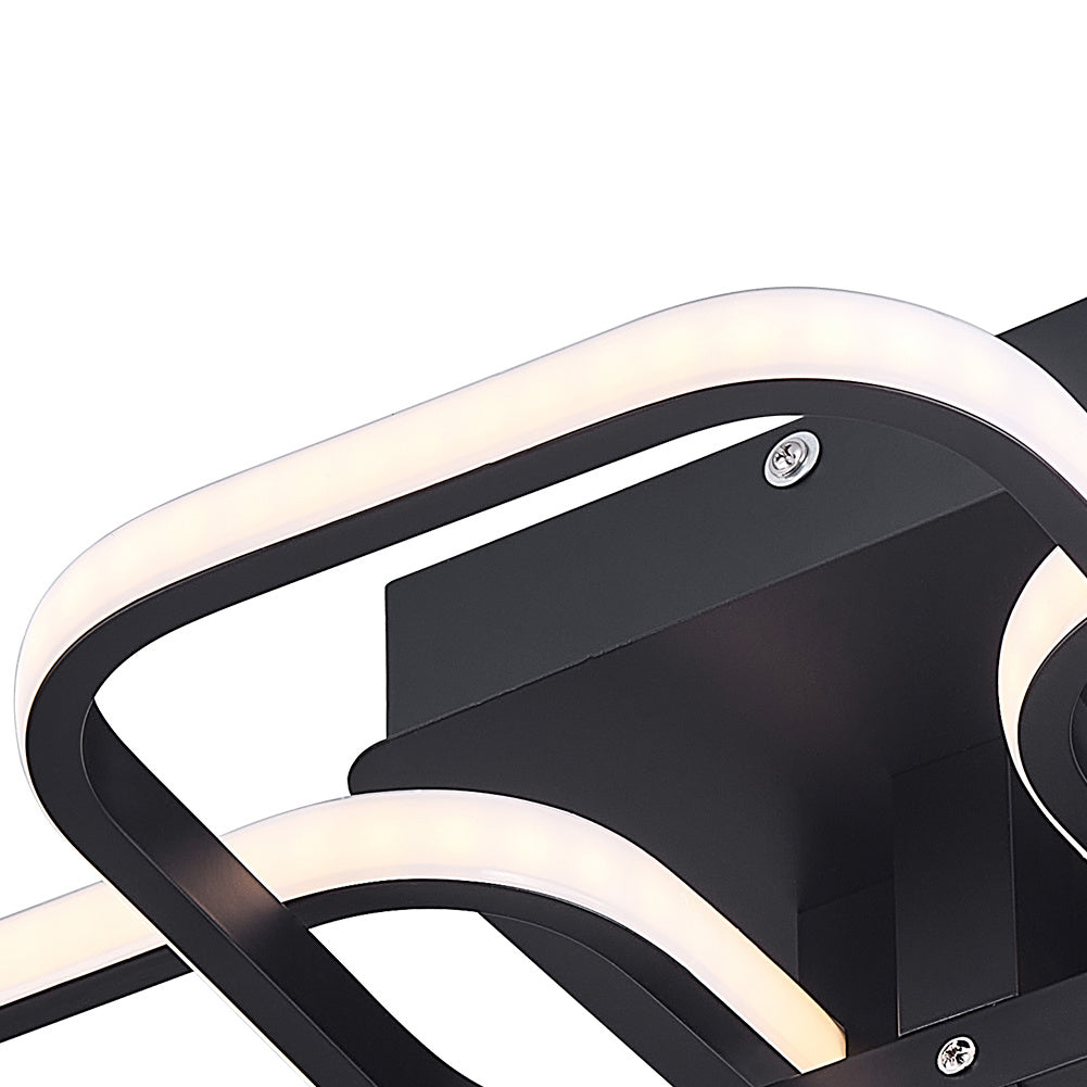 Modern Square LED Ceiling Light, Black Frame4 Head Dimmable