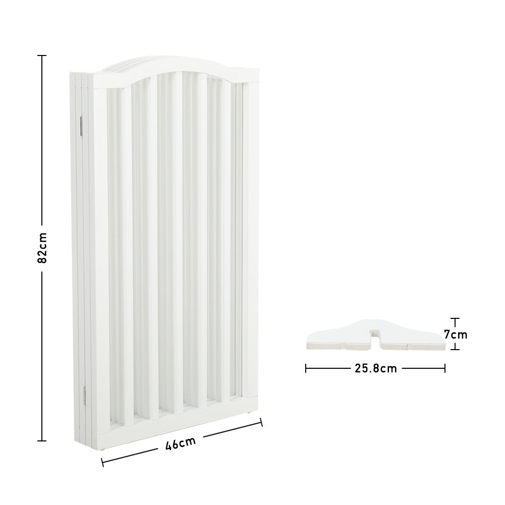 Wood Durable Free Standing Folable Pet Gate Fence White 4 Panels