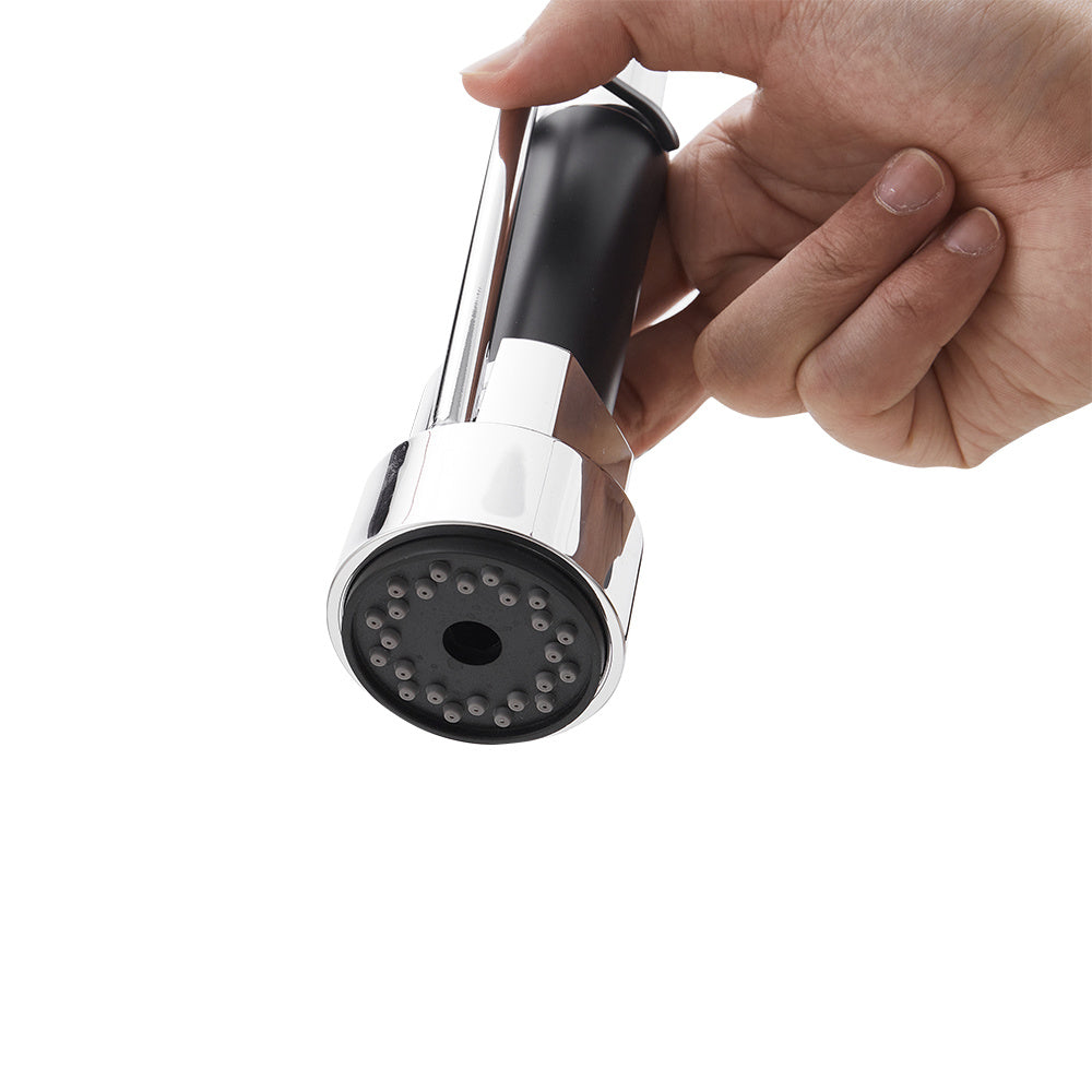 Chrome Black Stainless Steel Kitchen Faucet with Pull Down Spring Spout