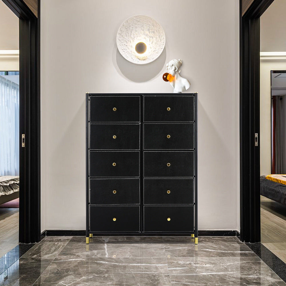 Black 10 Drawer Plastic Storage Cabinet