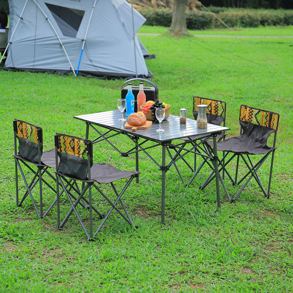 Portable Outdoor Picnic Camping Table and Chair Set Six Chairs