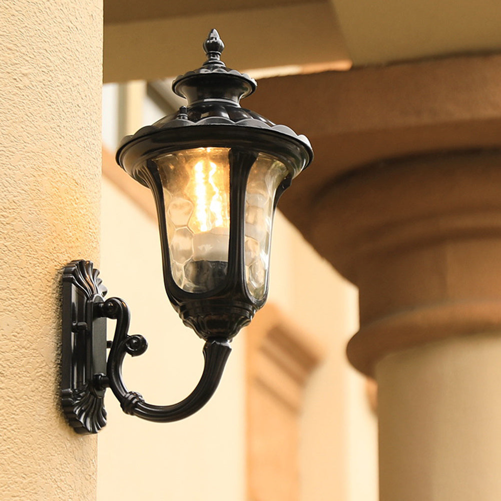 Black Traditional Textured Black Outdoor Wall Lantern