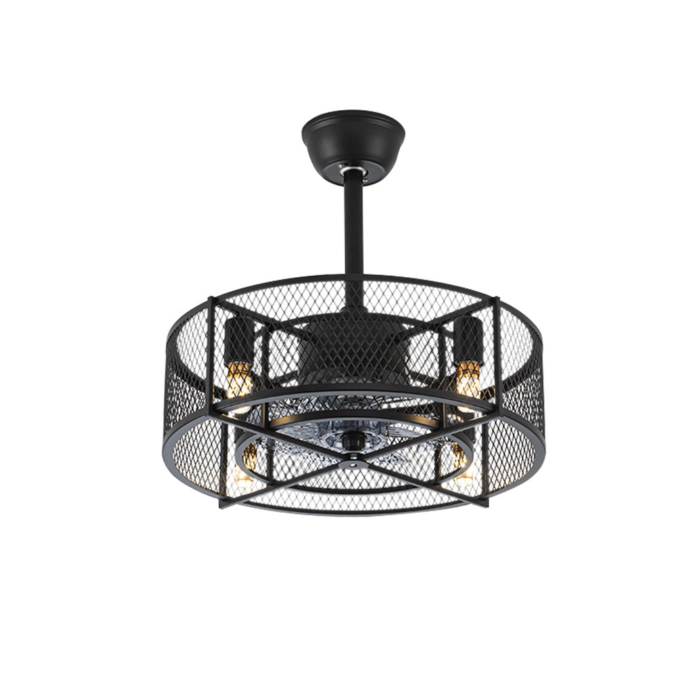 Black Industrial Ceiling Fan with Lights