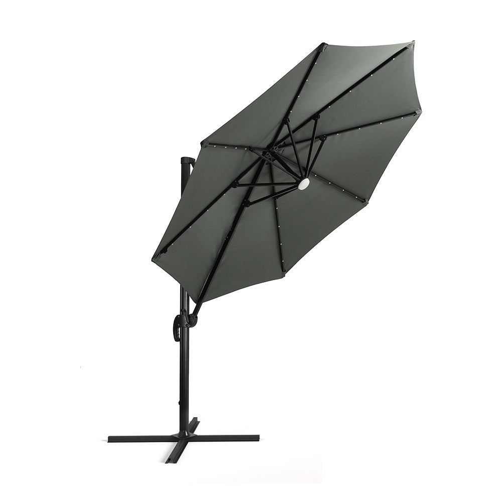 3M Dark Grey Roma Tilting Aluminium Round Cantilever Parasol with Solar Powered LED Lights