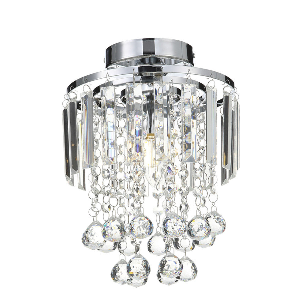 Chrome 23x26cm Bedroom Crystal LED Ceiling Light
