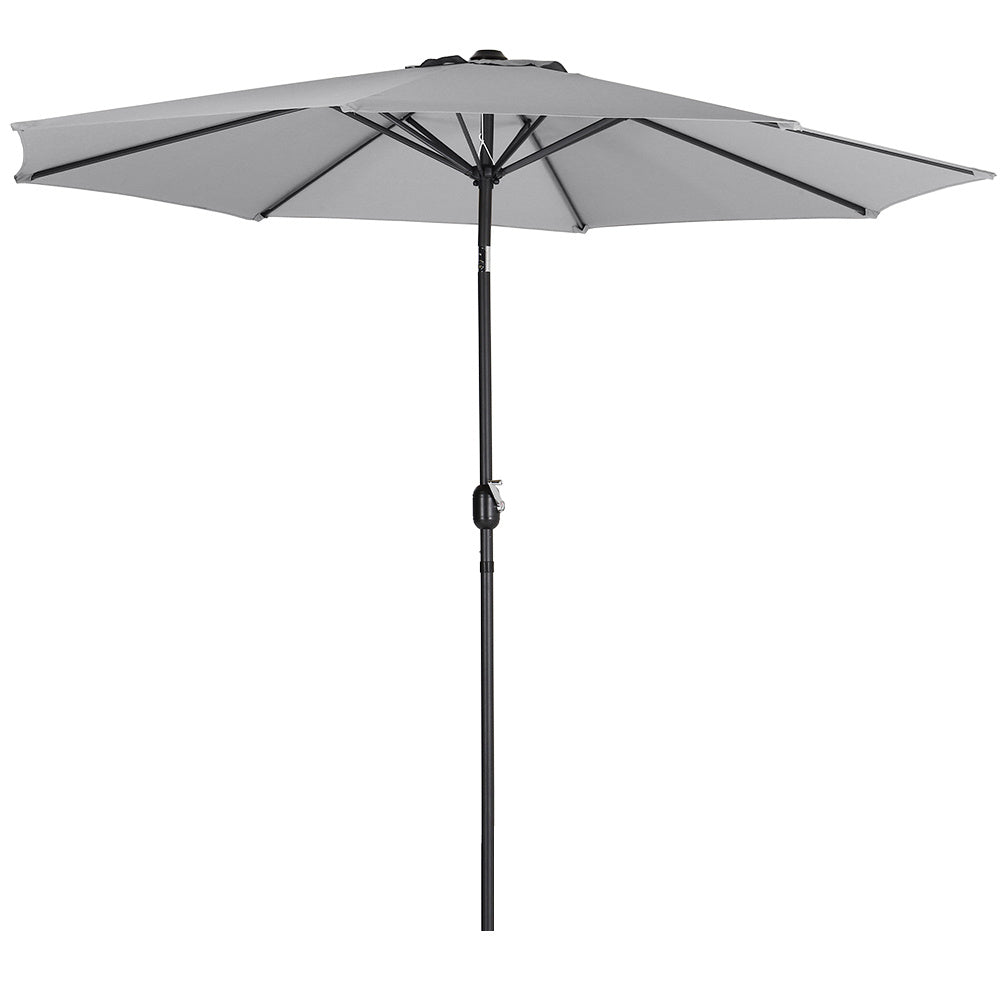 3M Parasol Umbrella Patio Sun Shade Crank Tilt with Round Base, Light Grey
