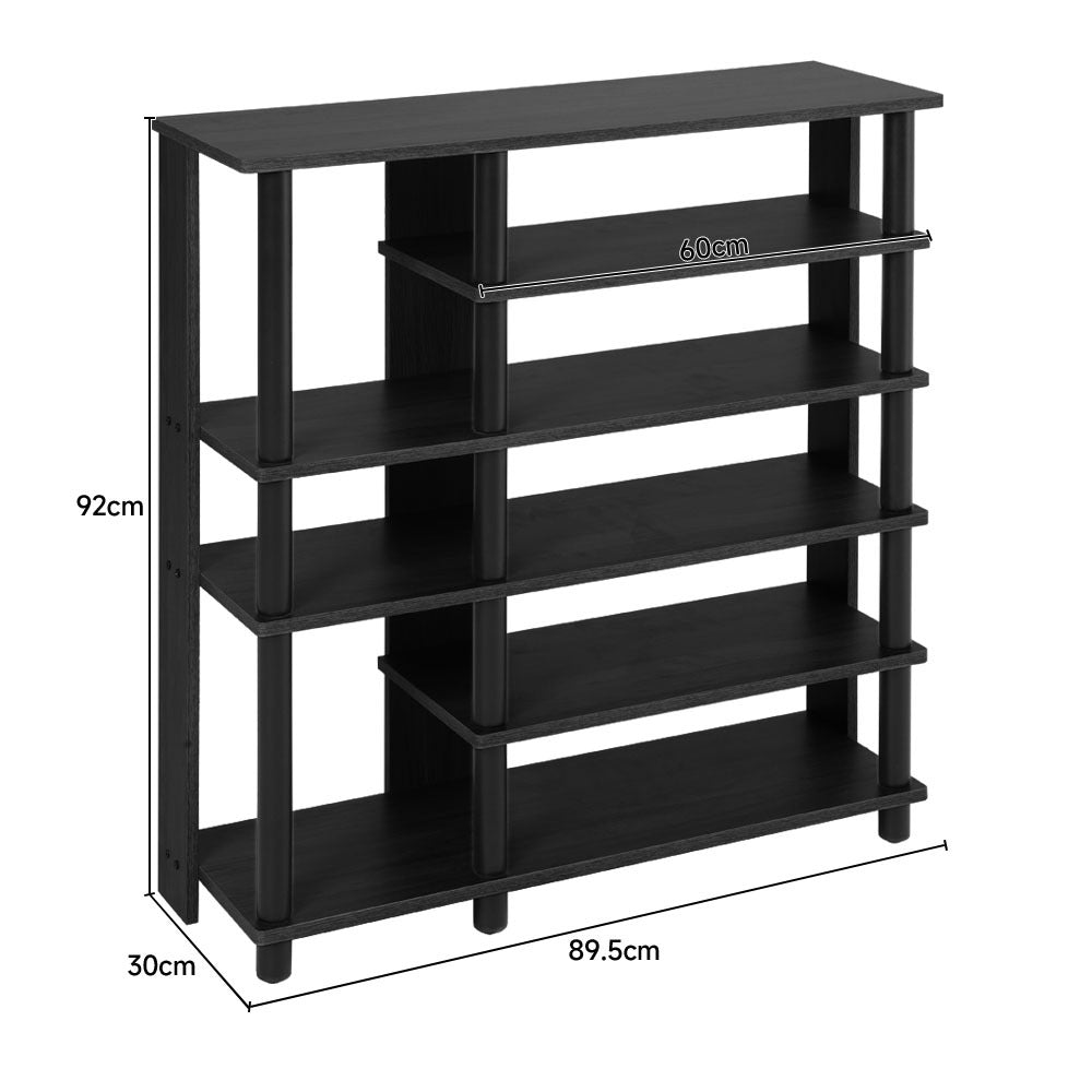 Black Open Style Wood Shoe Rack