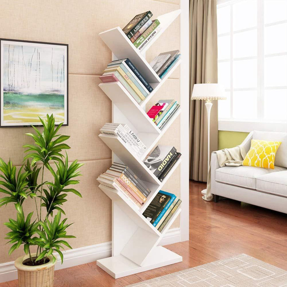 9 Layer Tree Shape Bookshelf Desktop Organizer, White