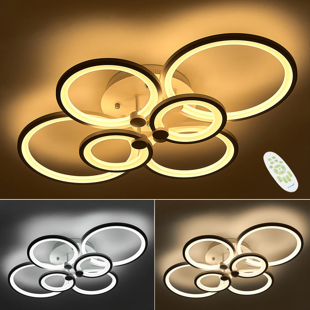 Round LED Dimmable Ceiling Light With Remote 6 Head