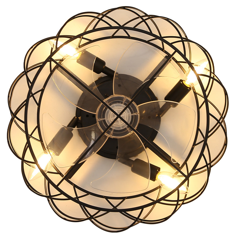 Black Cage Indoor Ceiling Fan Light