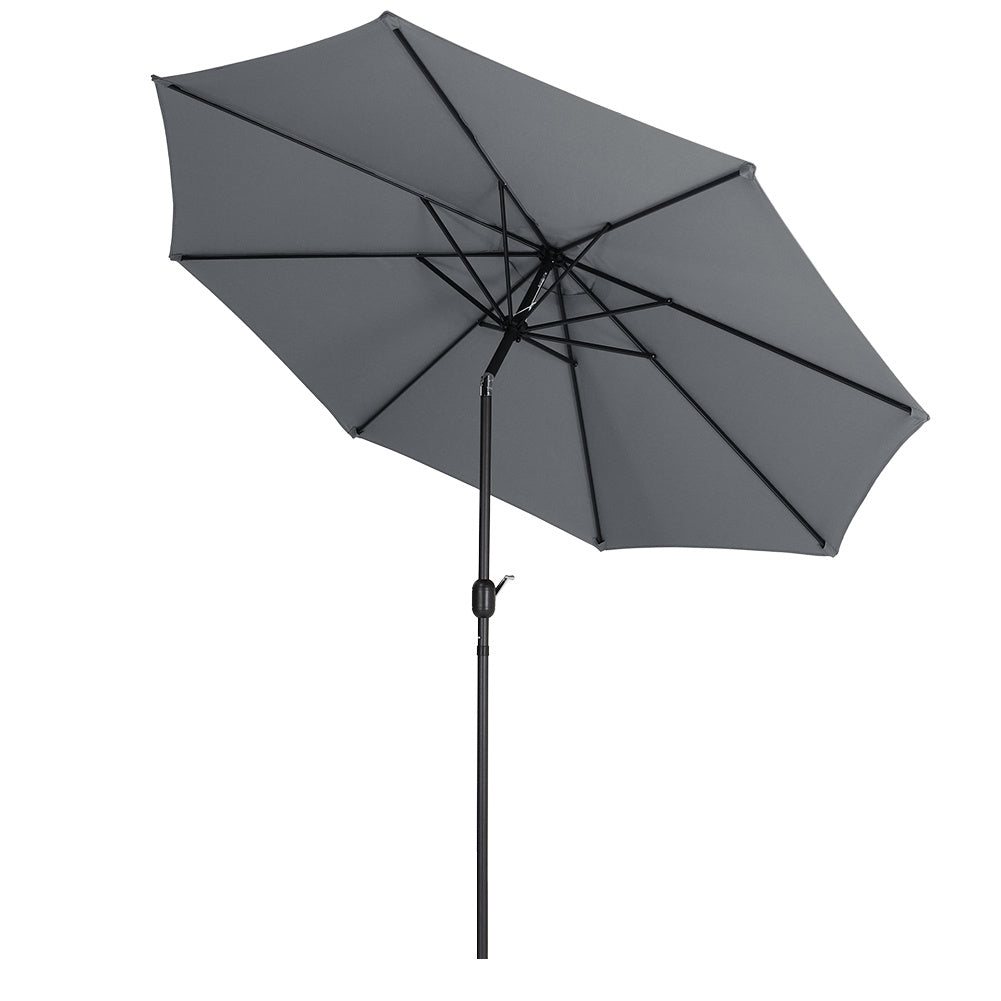 3M Parasol Umbrella Patio Sun Shade Crank Tilt with Round Base, Dark Grey