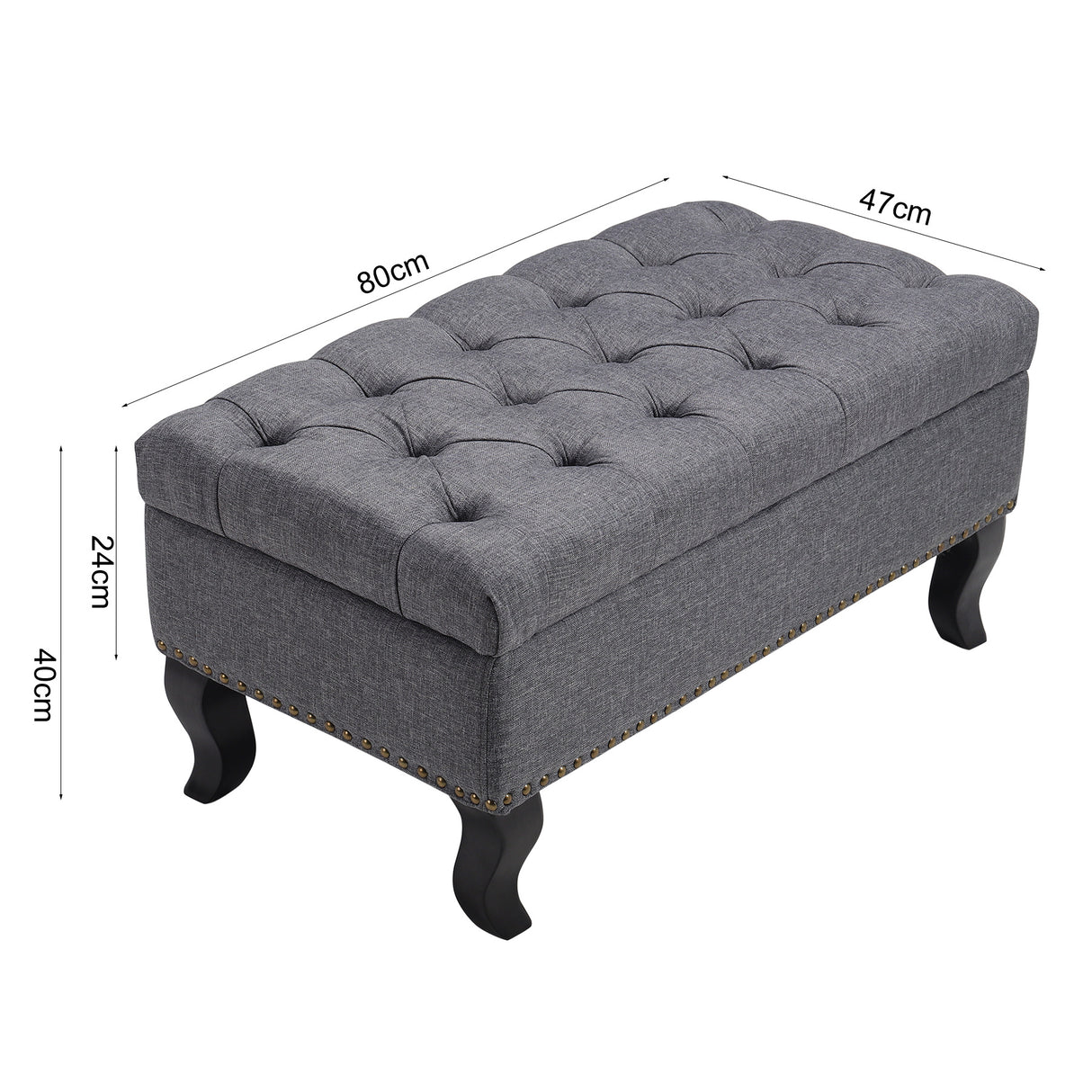 Linen Upholstered Chesterfield Buttoned Footstool Grey