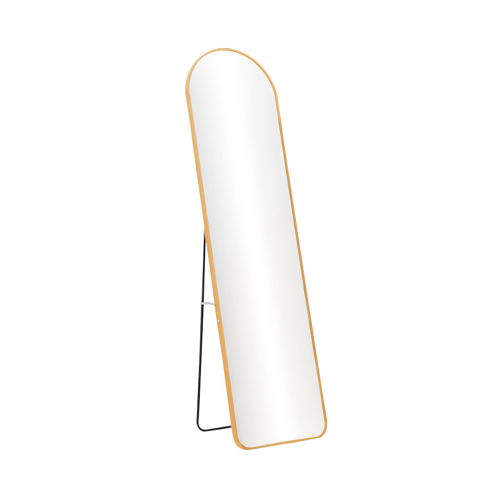 Modern Arched Metal Floor Mirror Gold