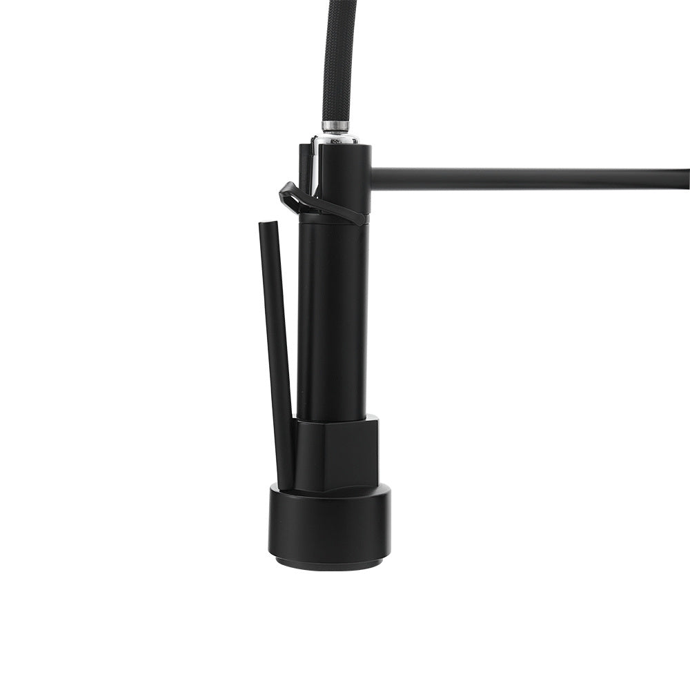 Black Stainless Steel Kitchen Faucet with Pull Down Spring Spout