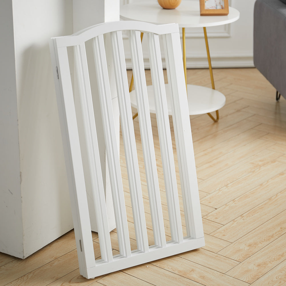 Wood Durable Free Standing Folable Pet Gate Fence White 3 Panels