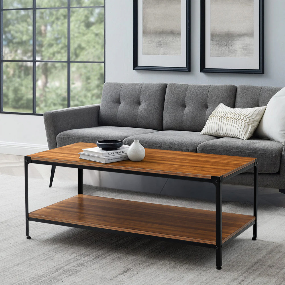 Rectangular 2 Tier Walnut Finish Coffee Table