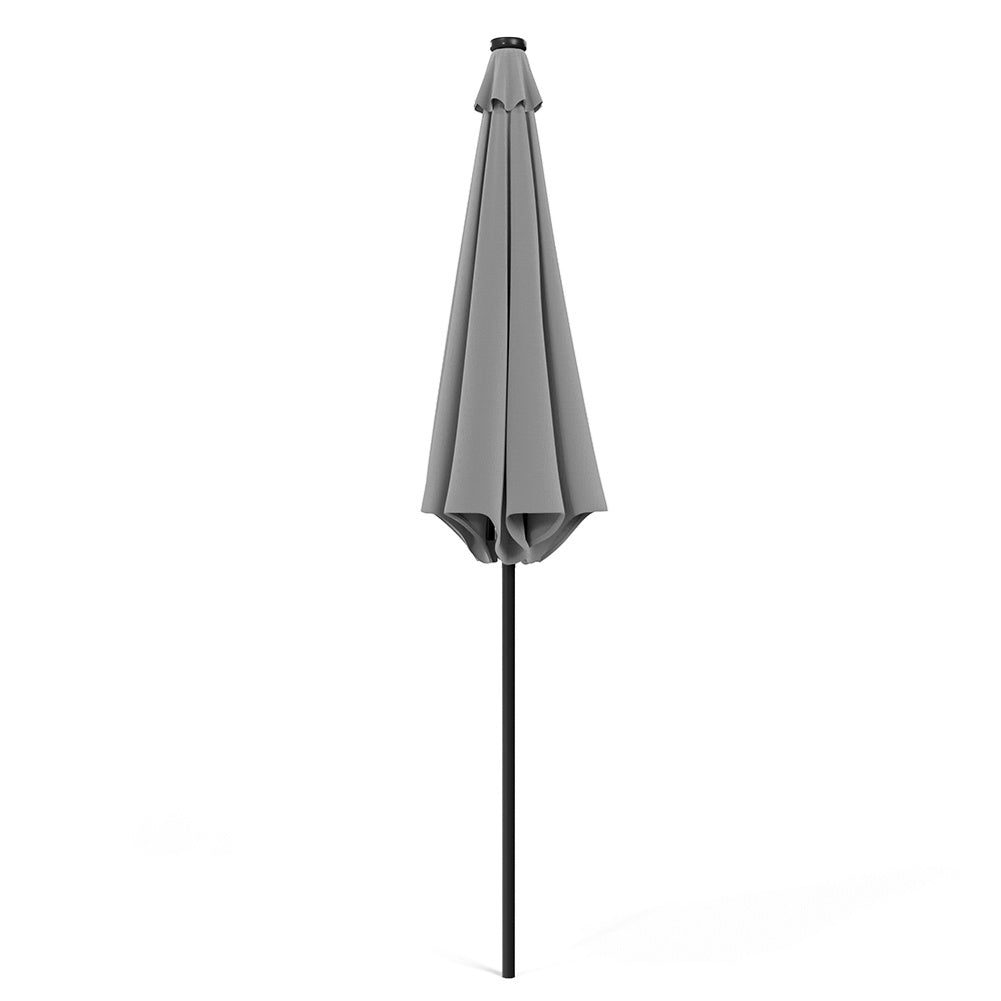 3M Large Garden LED Parasol Outdoor Beach Umbrella with Light Sun Shade Crank Tilt No Base, Light Grey