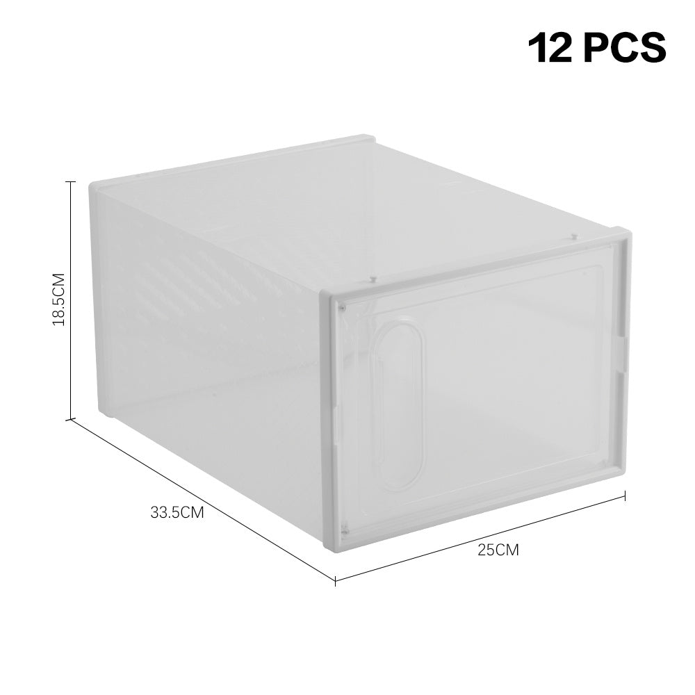 12 Pcs Plastic Shoe Storage Box,White