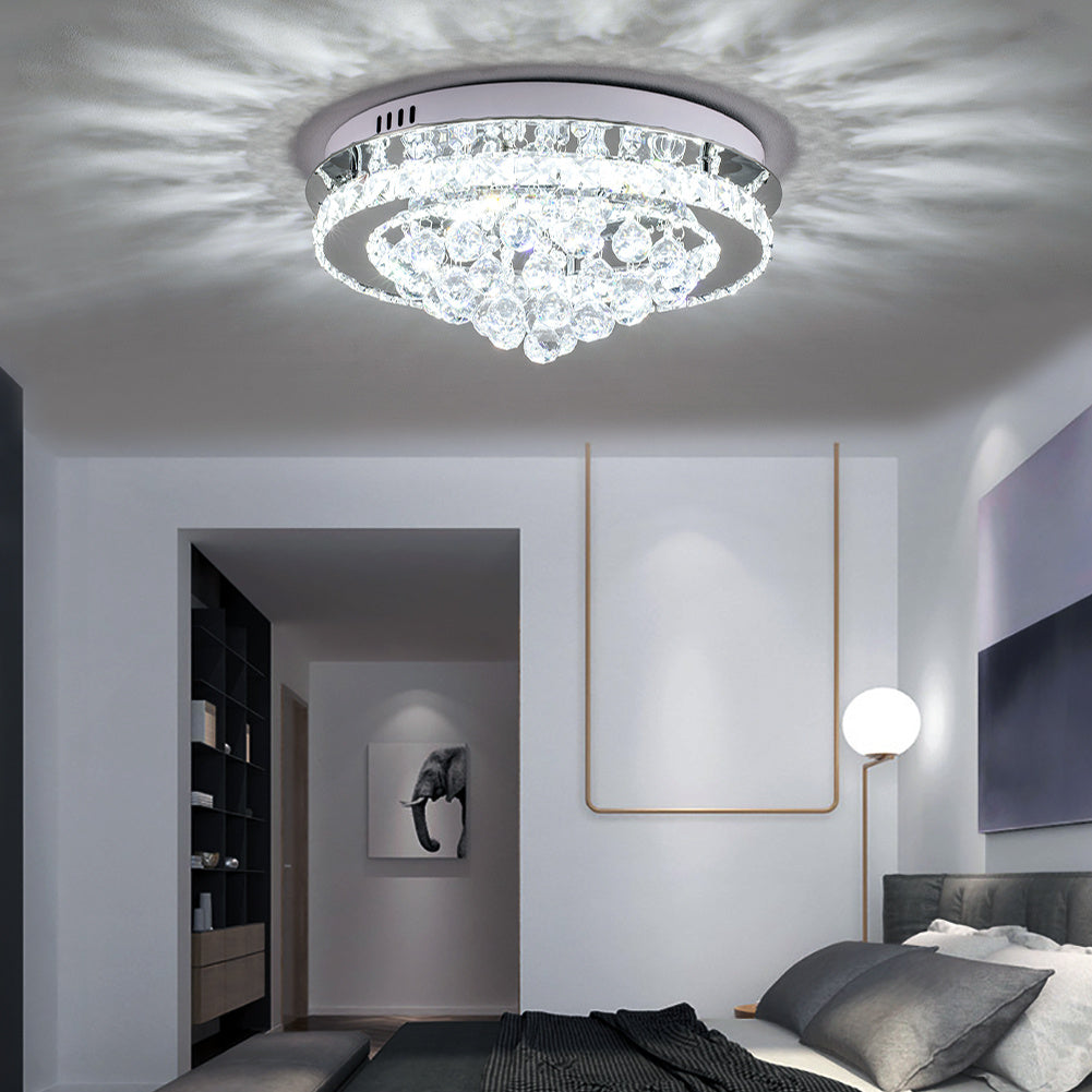 Modern Round LED Ceiling Light Crystal Lamp, 40CM Cool White