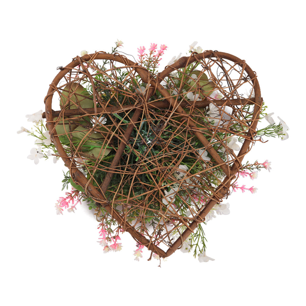 Rustic Assorted Flowers Heart shaped Wreath Decor