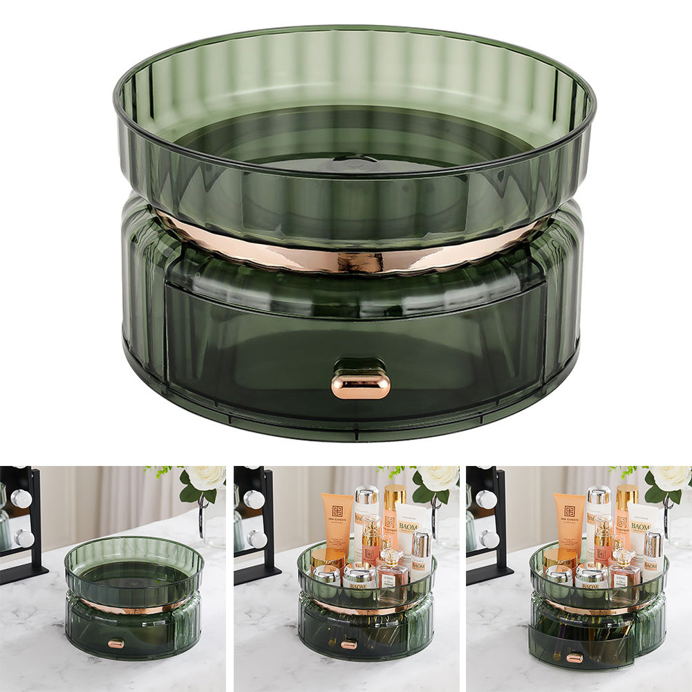 360 Rotating Makeup Cosmetic Organizer with Drawer,Green