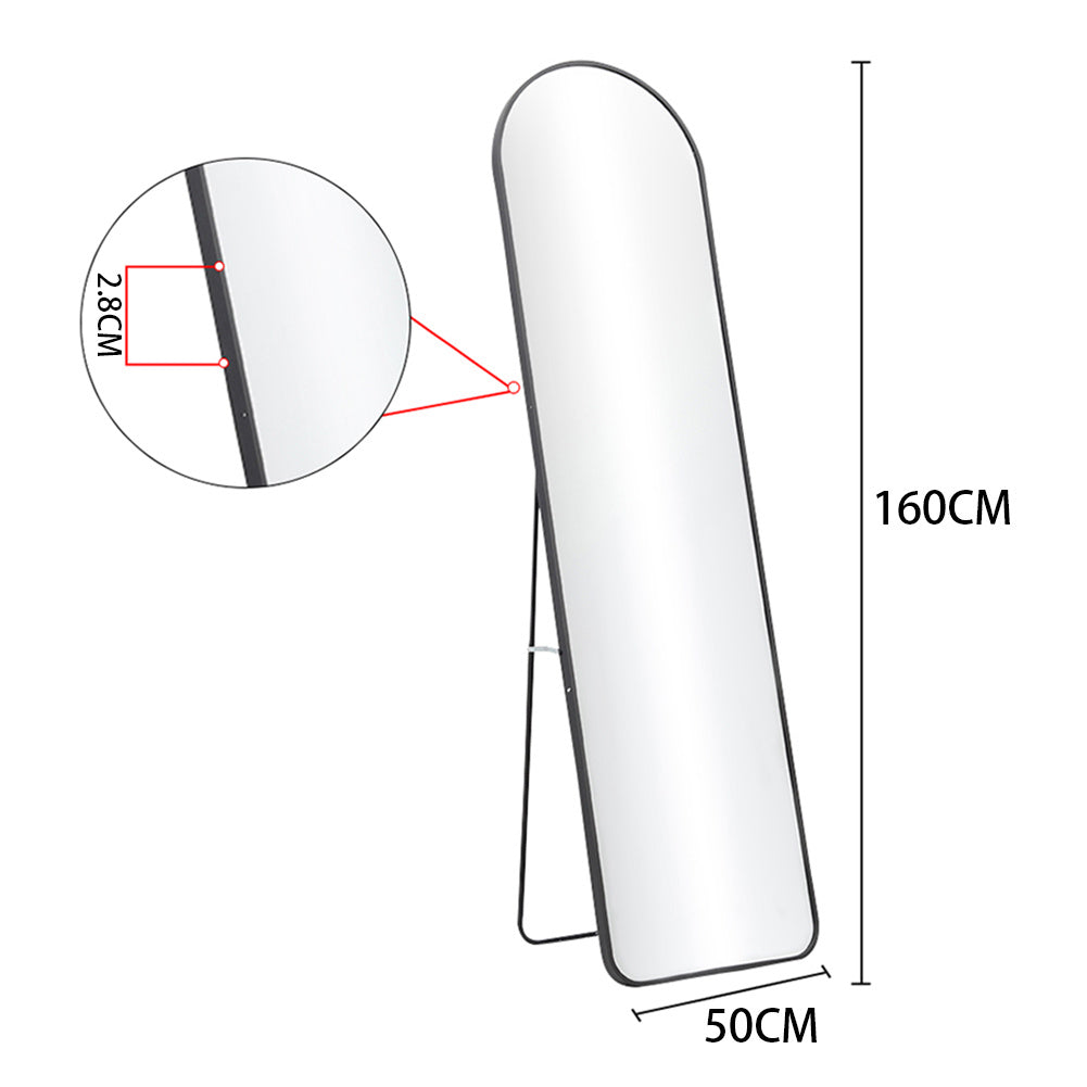 Black 160cm Modern Arched Wall Freestanding Floor Mirror