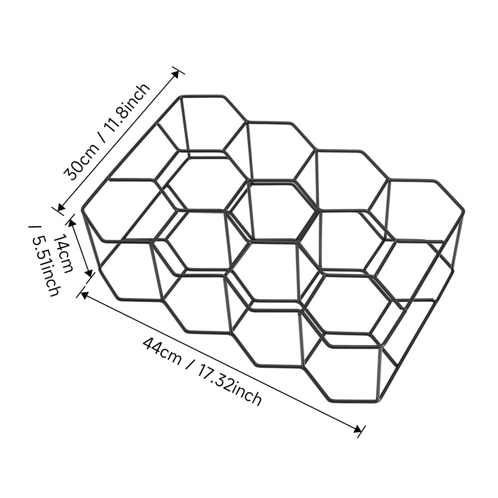 Black Metal Countertop Hexagon Wine Rack