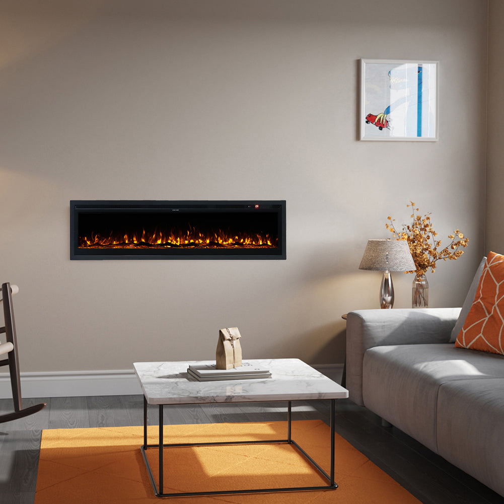 40 Inch LED Recessed Wall Mounted Freestanding Electric Fireplace 5120 BTU 12 Flame Colors