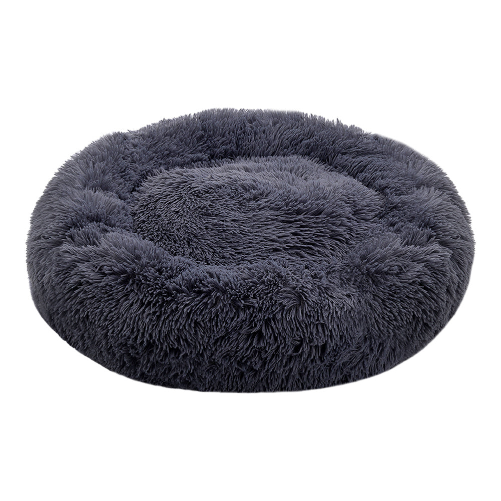 Dark Grey 50cm Round Donut Plush Dog Cuddler Bed