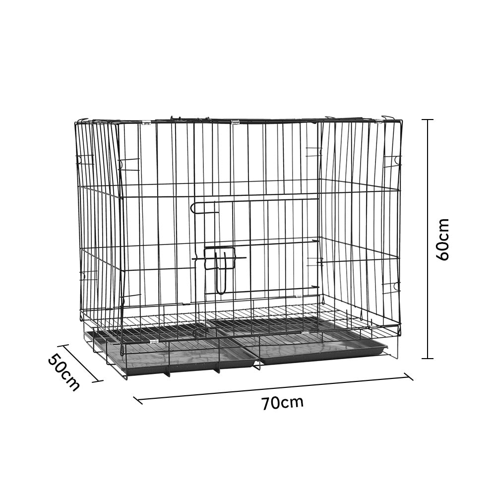 Extra Large Wire Dog Crate with 2 Doors and Tray 70cm