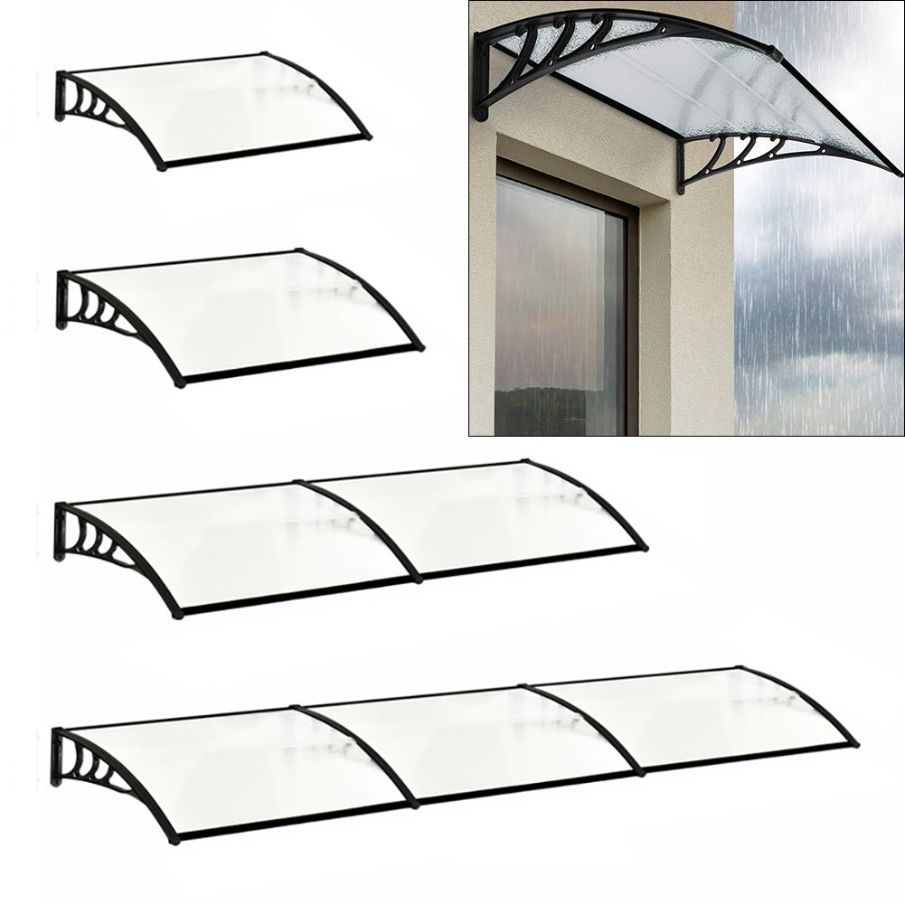 Door Canopy Awning Window Rain Snow Shelter Curved Sheet Black 150CM