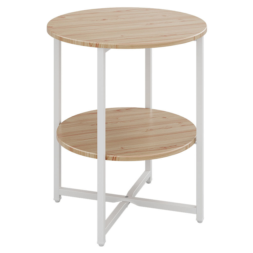 Natural Small Round Coffee Table with 2 Tier