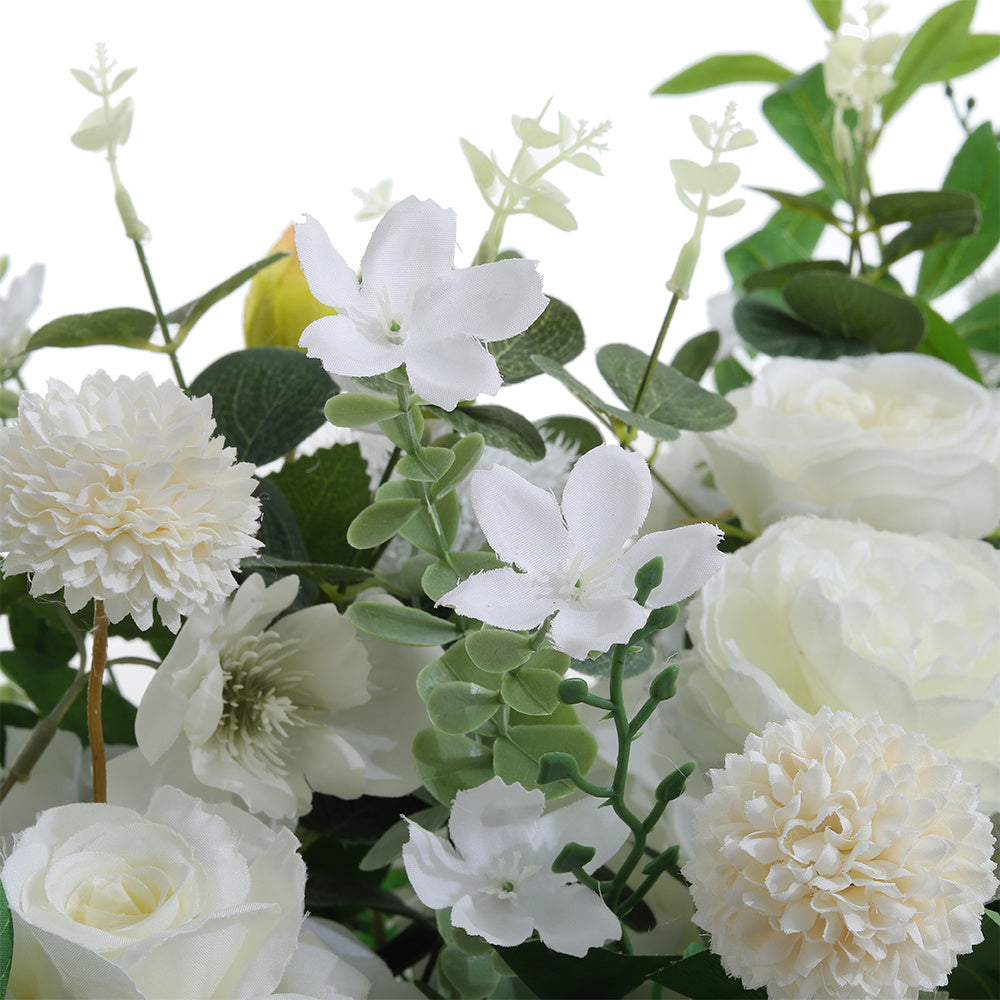 Milky White Peony Rose Wedding Aisle Flowers
