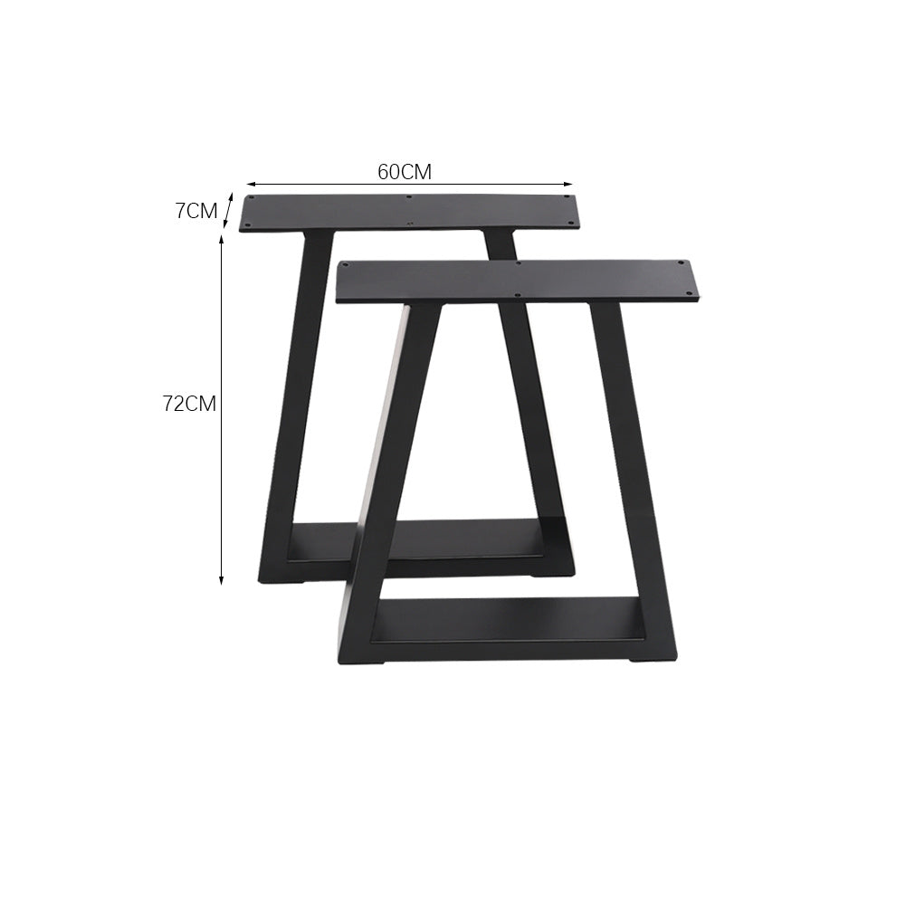 Set of 2 Metal Table or Bench Legs Frames Trapezium with Top Steel Base Stands 60x72CM