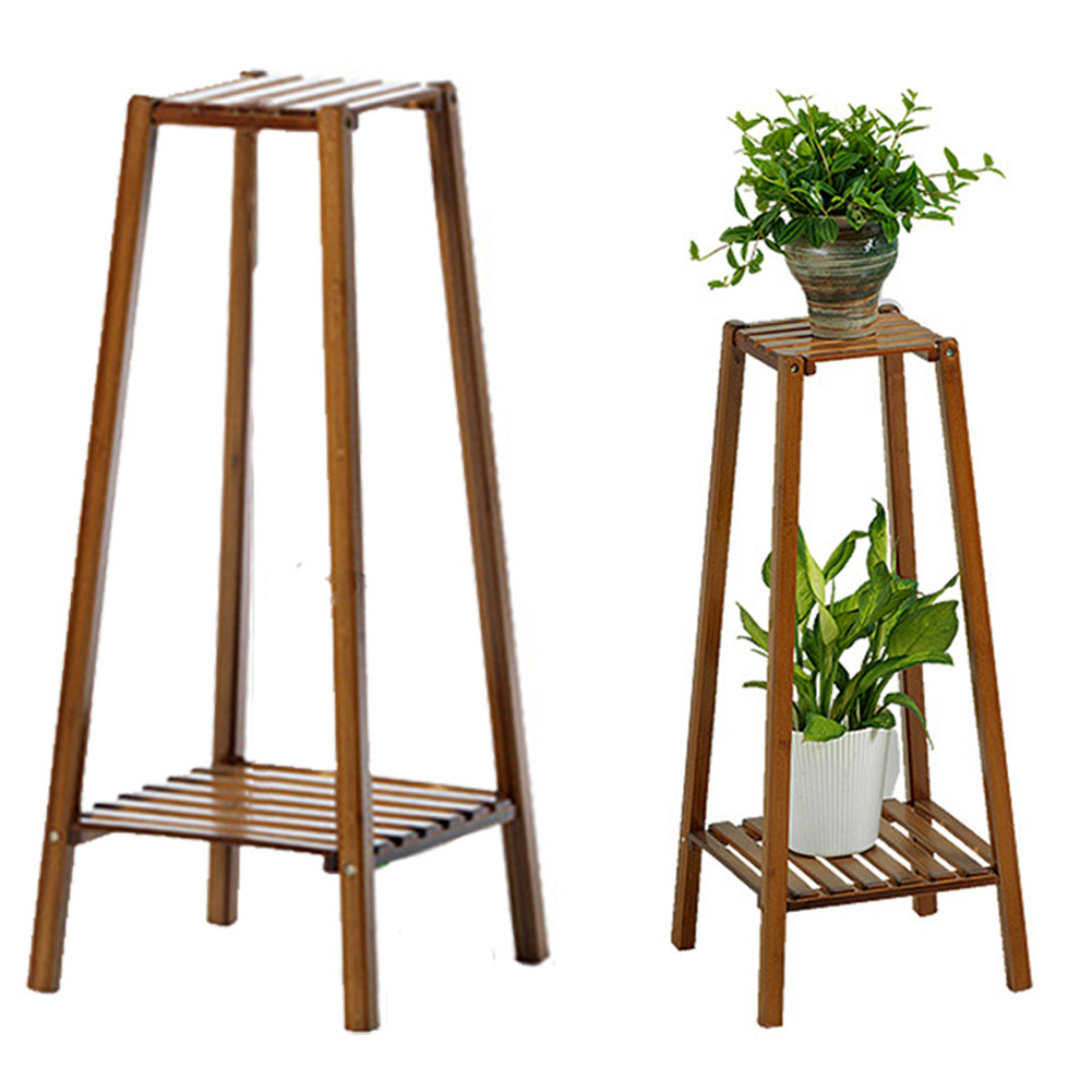 2 Tier Modern Wood Plant Stand Flowers Pots Holder
