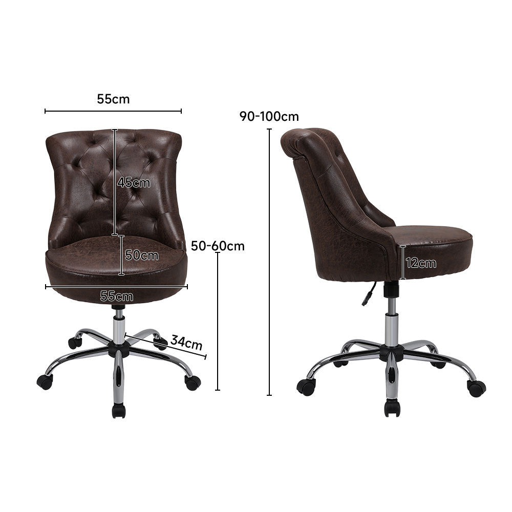 Mid-Back Linen Buttoned Swivel Office Chair