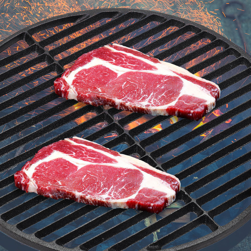 45.5cm Circular Cast Iron Grilling Grate Dual Side Grid for BBQ