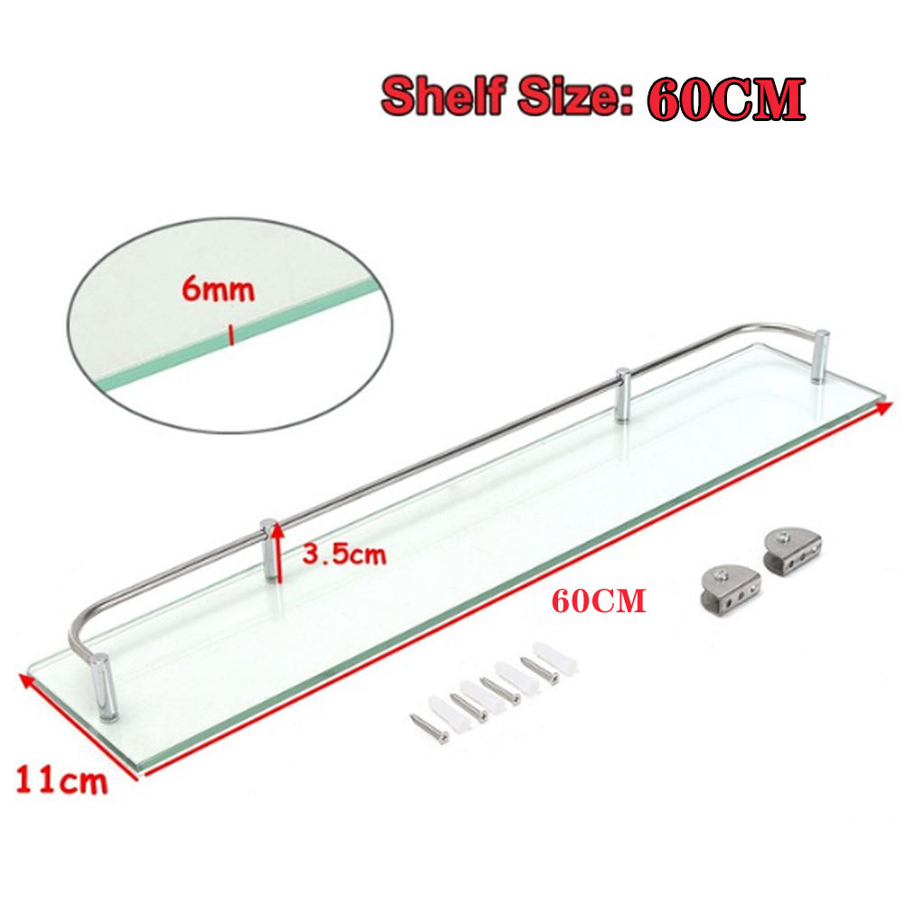 60CM Wall Mounted Glass Shower Storage Caddy for Bathroom