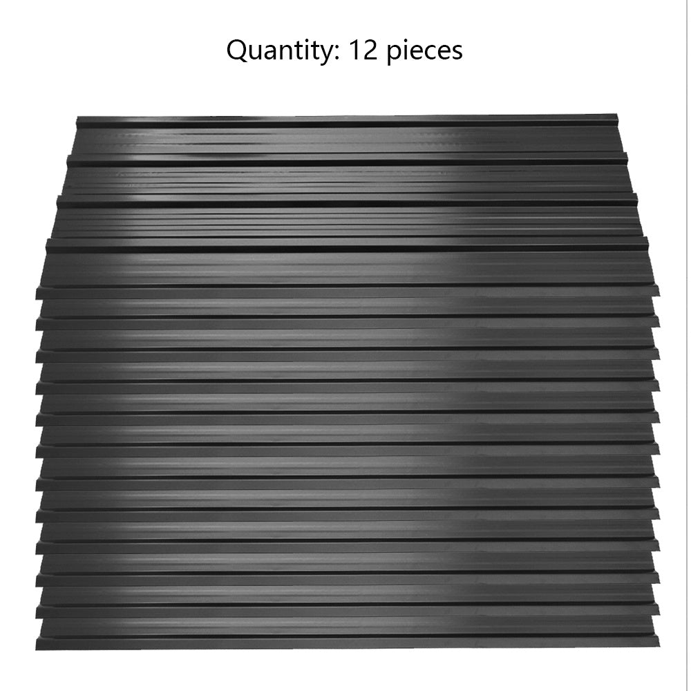 Black Set of 12 Steel Corrugated Panels