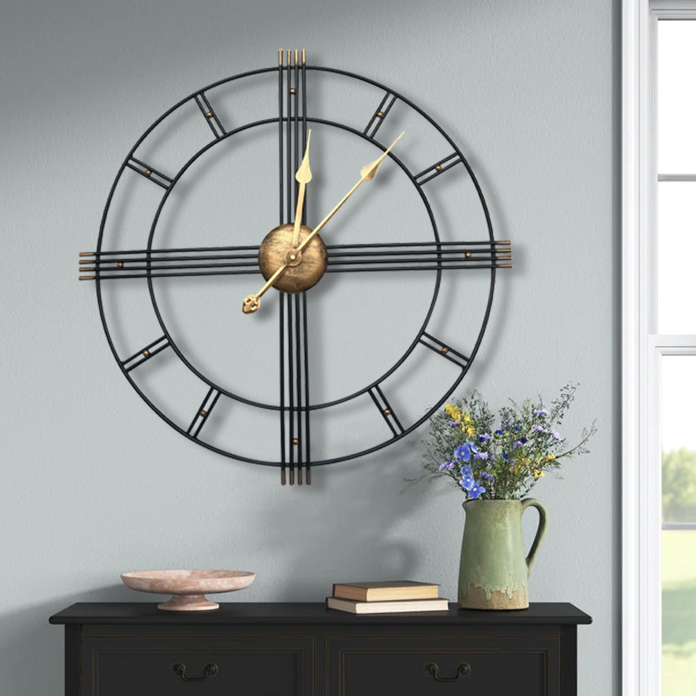 60CM Industrial Retro Roman Metal Wall Clock