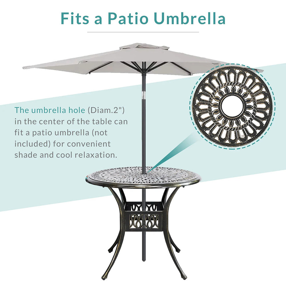 Outdoor Round Black Cast Aluminum Garden Bistro Table