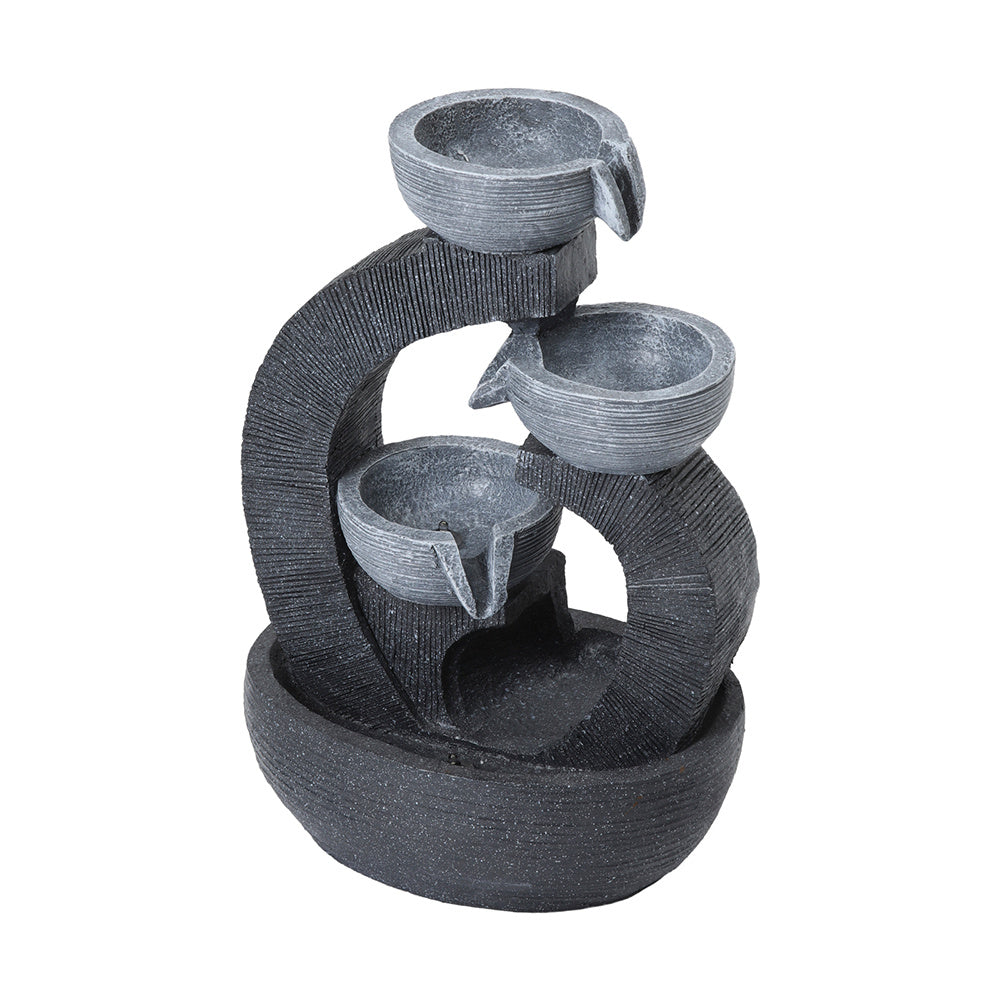3 Tier Bowl Outdoor Solar Powered Water Fountain Decor with LED Light