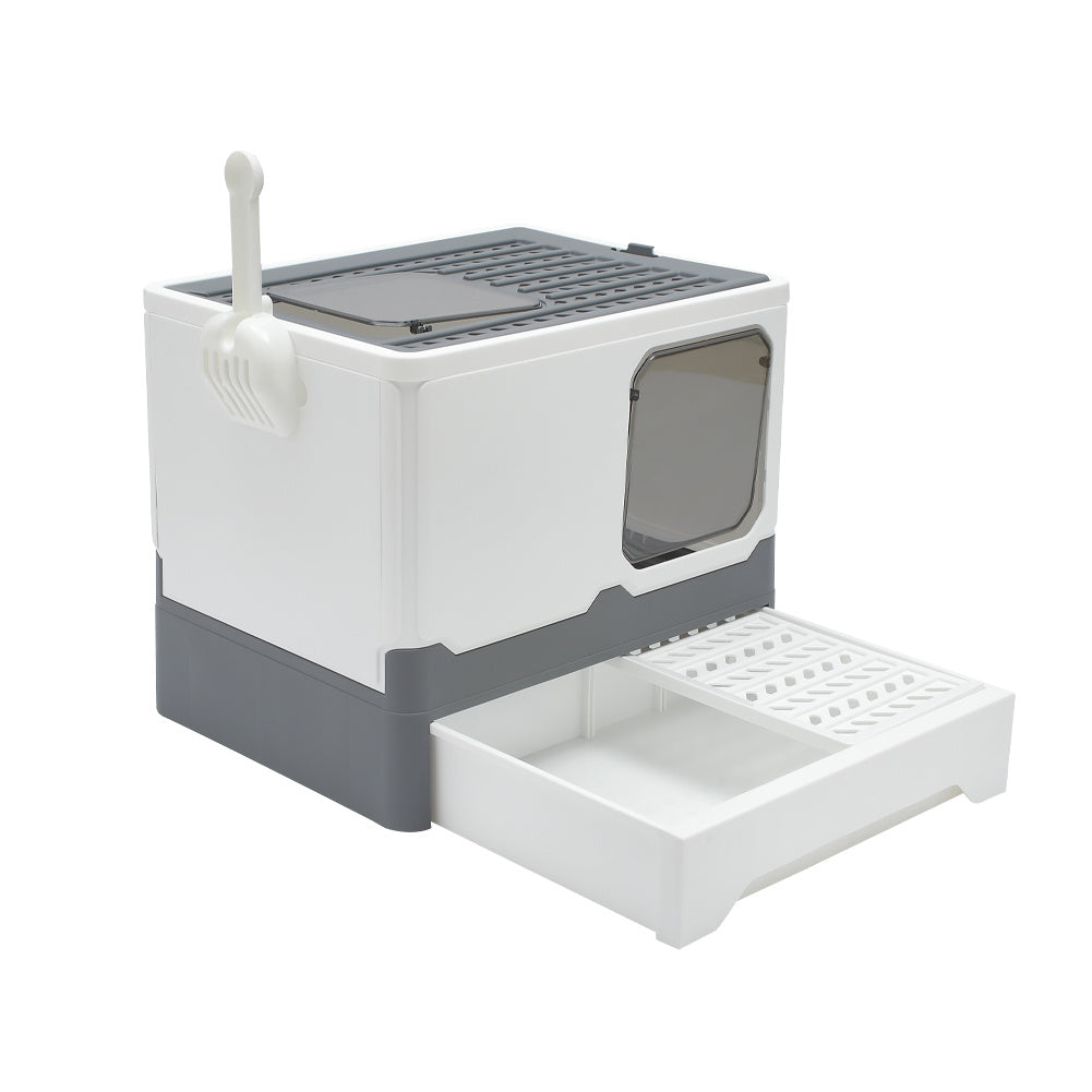 Grey Anti Splash Enclosed Cat Litter Box