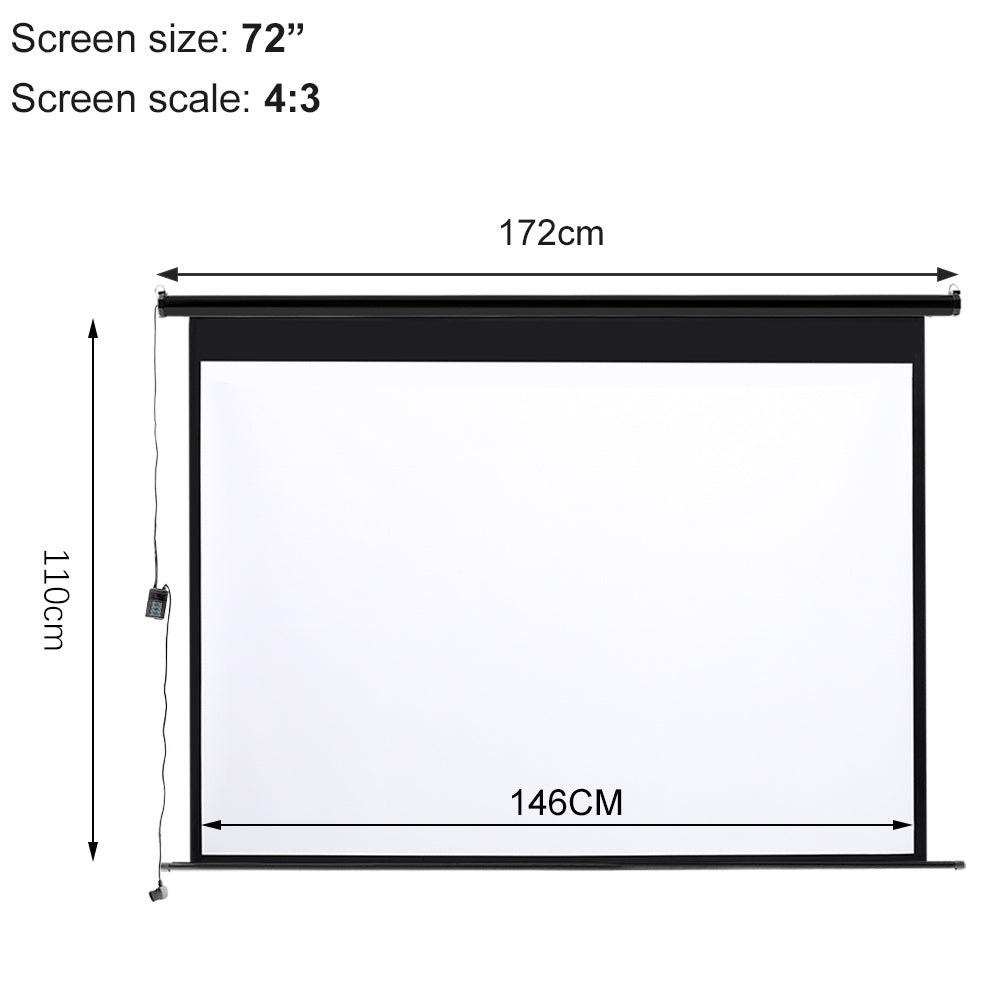72 Inch HD Electric Pull Down Projector Screen