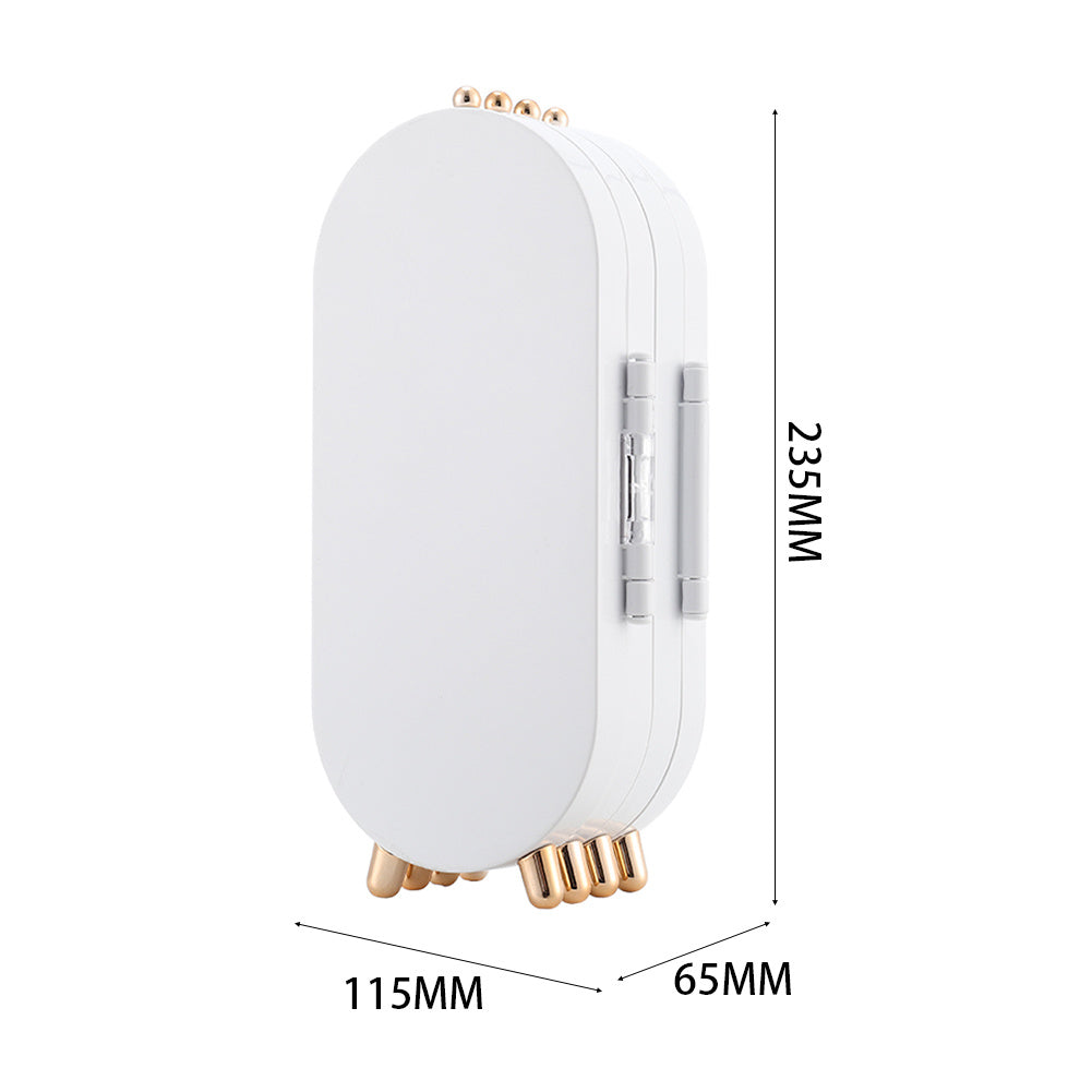 White Dust Proof Jewelry Earring Necklace Storage Box with Mirror