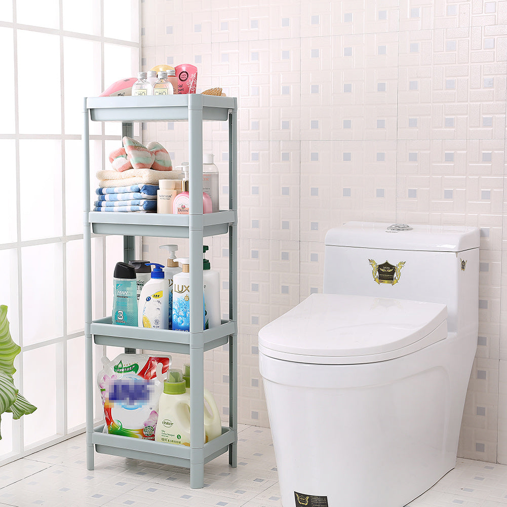 Blue 4 Layers Freestanding Plastic Corner Storage Rack