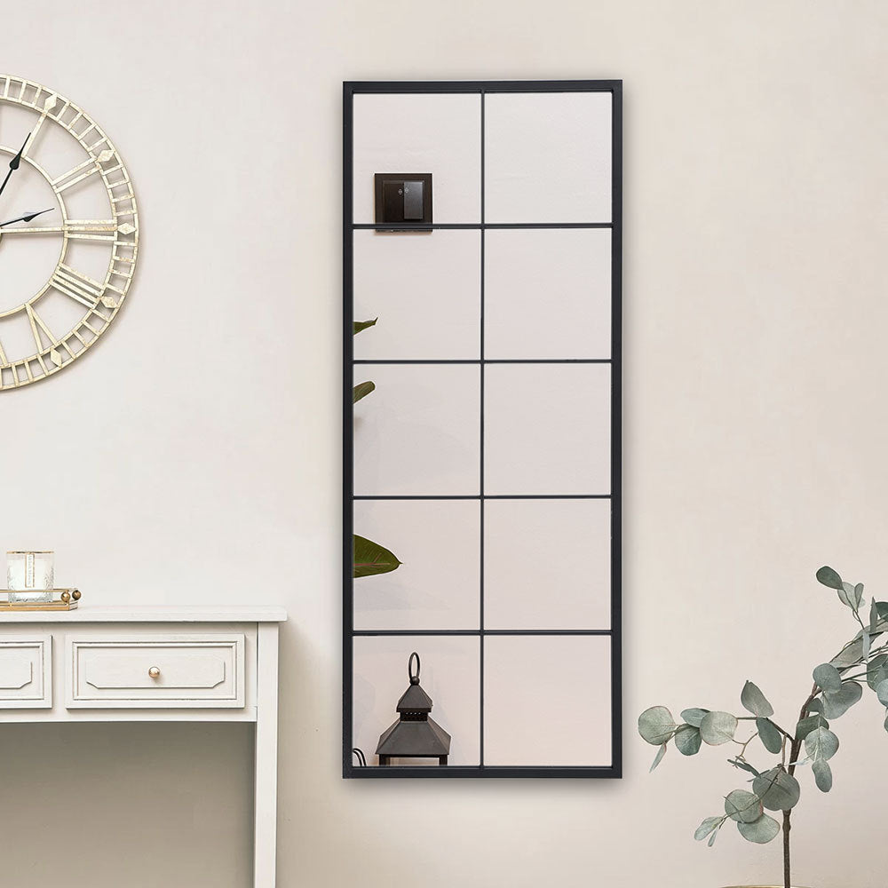 Modern Rectangle Black Window Full Length Slim Wall Mirror